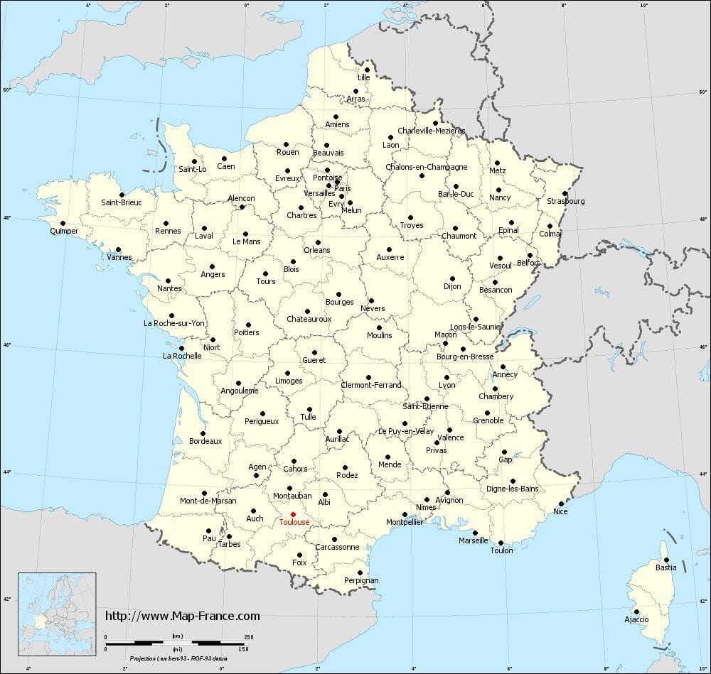 bản đồ của pháp đang ở Toulouse