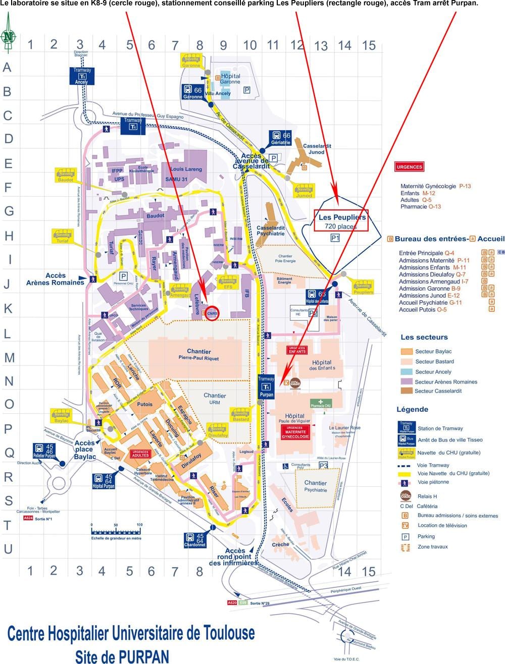 bản đồ của Toulouse bệnh viện