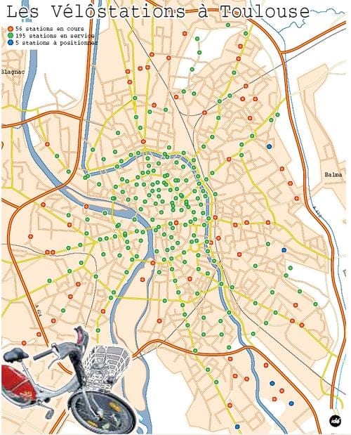 bản đồ của Toulouse xe đạp