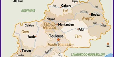 Bản đồ của Toulouse và khu vực xung quanh