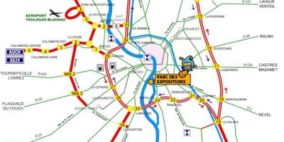 Bản đồ của Toulouse đường cao tốc