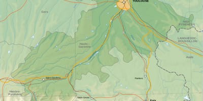 Địa hình bản đồ của Toulouse