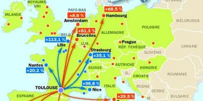 Bản đồ của Toulouse điểm đến sân bay